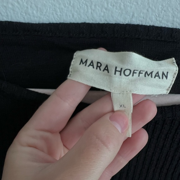 MARA HOFFMAN Shira Linen-Cotton Knit Bodysuit Black long sleeve - Picture 6 of 7